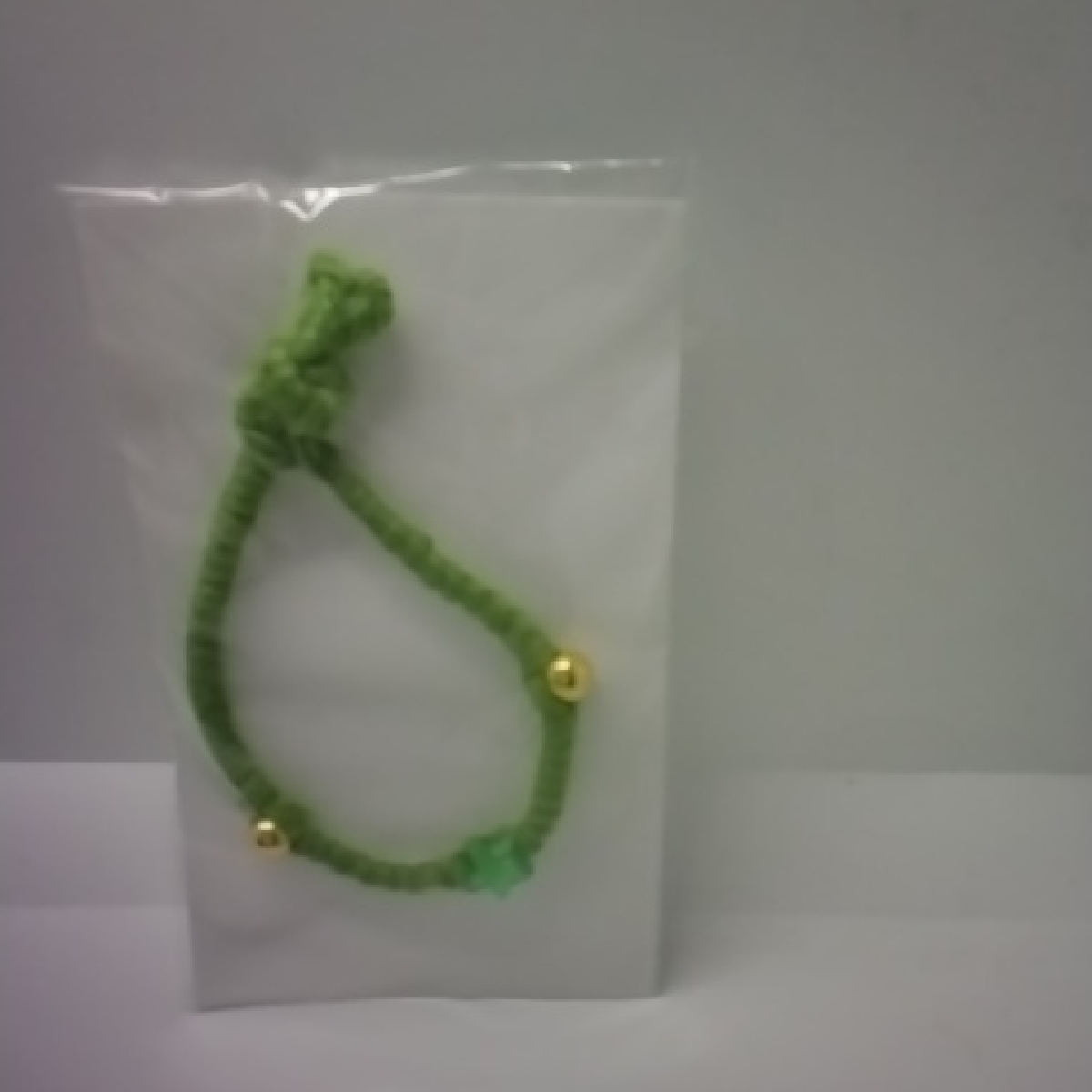 Lorena Espinoza Design Green Bracelet With Gold Beads